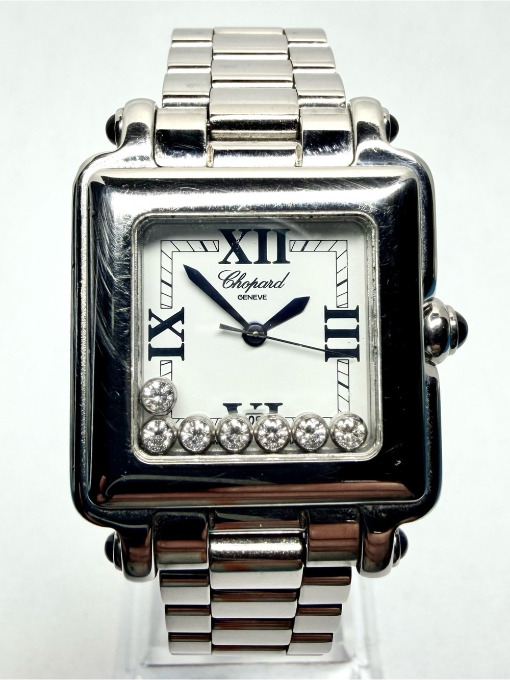 CHOPARD HAPPY SPORT Quartz 27mm Steel 7 Floating DIAMOND Watch White Dial